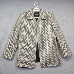 Dana Buchman Blazer‎ Womens 10 Academia Chevron Textured Retro Lined Preppy 90s